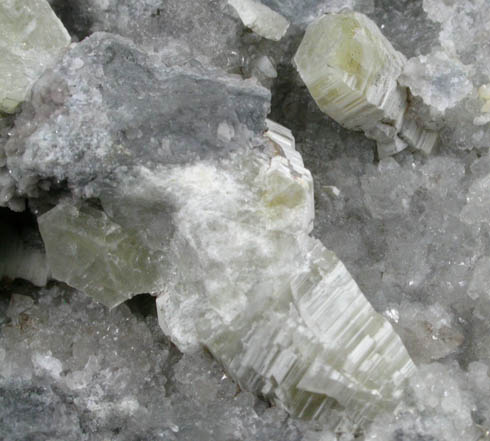 Weloganite and Calcite from Francon Quarry, Montréal, Île de Montréal, Québec, Canada (Type Locality for Weloganite)