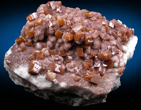 Wulfenite on Calcite from Sierra de Los Lamentos, Chihuahua, Mexico