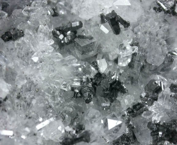 Wurtzite (sphalerite pseudomorphs after wurtzite?) and Galena on Quartz from railroad cut near Thomaston Dam, Litchfield County, Connecticut