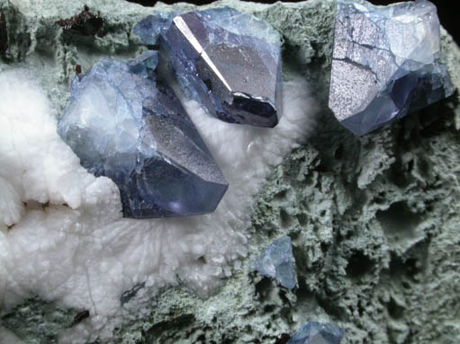 Benitoite in Natrolite with Natrolite from Benitoite Gem Mine, San Benito County, California (Type Locality for Benitoite)