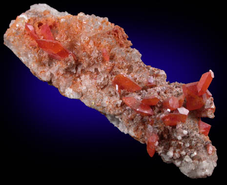 Wulfenite on Calcite with Fluorite from Red Cloud Mine, Silver District, La Paz County, Arizona