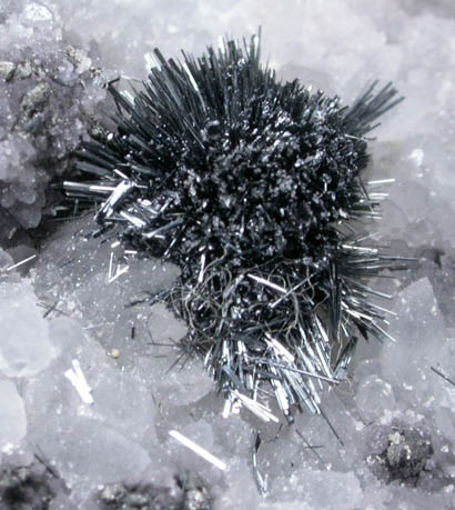 Stibnite on Quartz from Casapalca District, Huarochiri Province, Peru