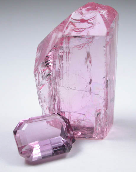 Topaz var. Pink Imperial Topaz (crystal with 2.19 carat faceted gemstone) from Ouro Preto, Minas Gerais, Brazil