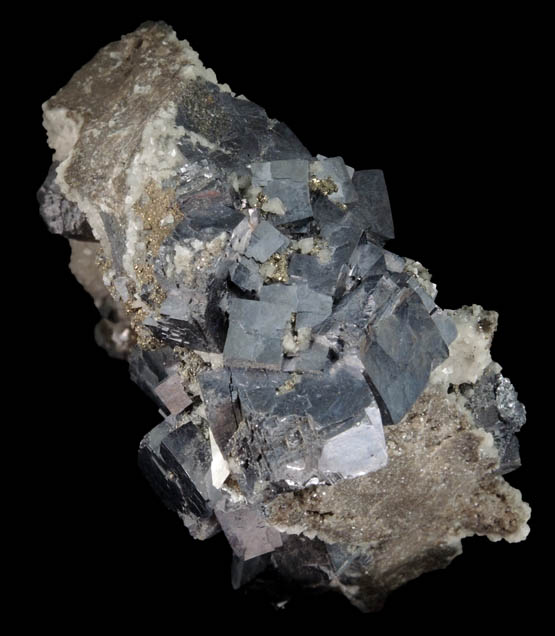 Galena and Calcite on Dolomite with Chalcopyrite from Sweetwater Mine, Viburnum Trend, Reynolds County, Missouri