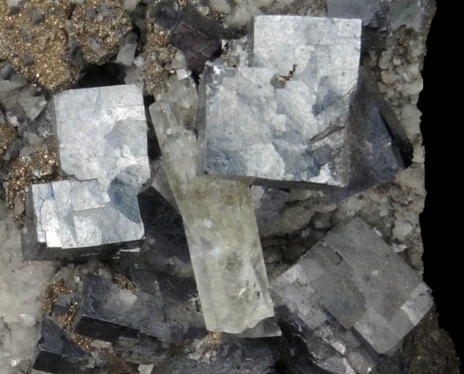 Galena and Calcite on Dolomite with Chalcopyrite from Sweetwater Mine, Viburnum Trend, Reynolds County, Missouri