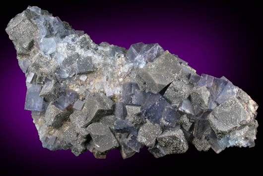 Anglesite on Galena with Fluorite from Royal Flush Mine, Hansonburg District, 8.5 km south of Bingham, Socorro County, New Mexico