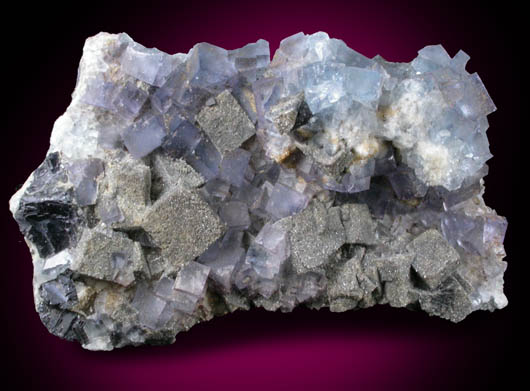 Anglesite on Galena with Fluorite from Royal Flush Mine, Hansonburg District, 8.5 km south of Bingham, Socorro County, New Mexico