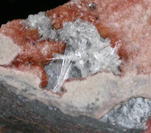 Brandtite and Sarkinite on Franklinite and Willemite from Sterling Mine, Ogdensburg, Sterling Hill, Sussex County, New Jersey (Type Locality for Franklinite)