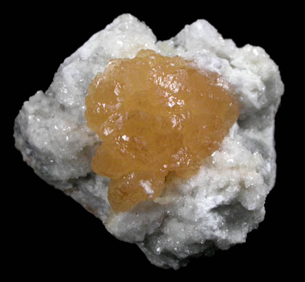 Stellerite on Calcite from Sokolovskiy-Sarbaiskiy Mine, Rudnyy, Kustanay Oblast, Kazakhstan