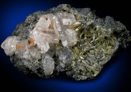 Mimetite and Cerussite in Galena from Tsumeb Mine, Otavi-Bergland District, Oshikoto, Namibia