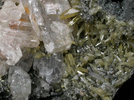 Mimetite and Cerussite in Galena from Tsumeb Mine, Otavi-Bergland District, Oshikoto, Namibia