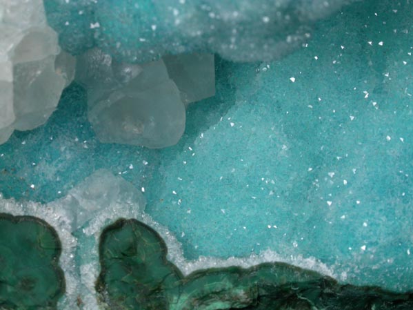 Chrysocolla with Quartz and Calcite overgrowth from Ray Mine, Mineral Creek District, Pinal County, Arizona