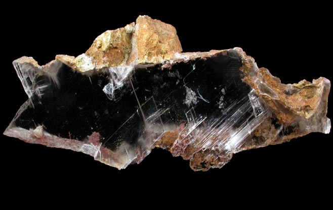 Copper in Gypsum var. Selenite from Twin Buttes Mine, Pima County, Arizona