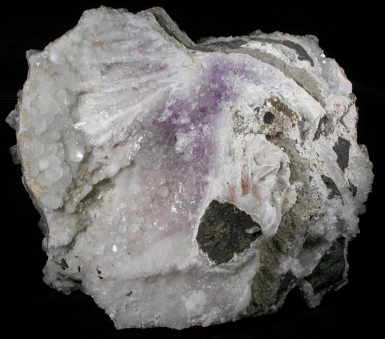 Heulandite on Quartz from Upper New Street Quarry, Paterson, Passaic County, New Jersey