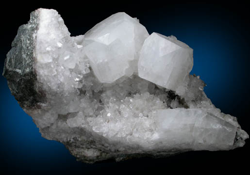 Apophyllite on Quartz with Calcite from Upper New Street Quarry, Paterson, Passaic County, New Jersey
