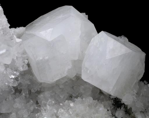 Apophyllite on Quartz with Calcite from Upper New Street Quarry, Paterson, Passaic County, New Jersey