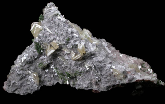 Wulfenite and Mottramite on Dolomite mold from Tsumeb Mine, Otavi-Bergland District, Oshikoto, Namibia