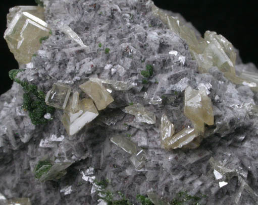 Wulfenite and Mottramite on Dolomite mold from Tsumeb Mine, Otavi-Bergland District, Oshikoto, Namibia