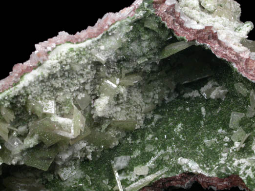 Wulfenite and Mottramite on Dolomite mold from Tsumeb Mine, Otavi-Bergland District, Oshikoto, Namibia