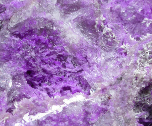 Sugilite with Pectolite on Quartz from Wessels Mine, Kalahari Manganese Field, Northern Cape Province, South Africa