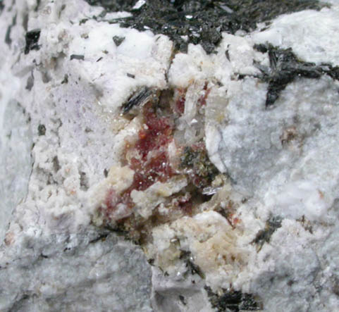 Petarasite and Zircon on Albite with Aegirine from Poudrette Quarry, Mont Saint-Hilaire, Qubec, Canada (Type Locality for Petarasite)