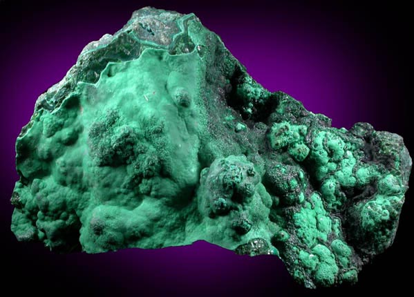 Malachite from Kolwezi Mining District, 240 km WNW of  Lubumbashi, Katanga Copperbelt, Lualaba Province, Democratic Republic of the Congo