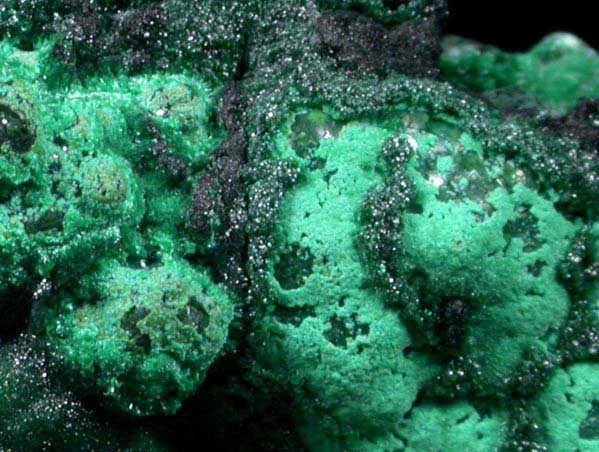 Malachite from Kolwezi Mining District, 240 km WNW of  Lubumbashi, Katanga Copperbelt, Lualaba Province, Democratic Republic of the Congo