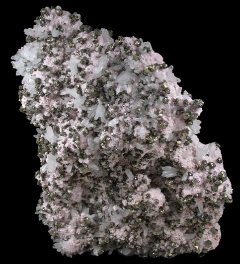 Rhodochrosite, Pyrite, Quartz from Milpo Mine, San Carlos Vein, Pasco Department, Peru