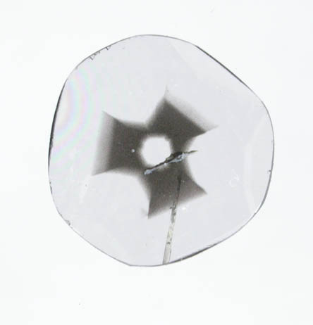 Diamond (0.18 carat polished slice with sector-zoned inclusions) from Zimbabwe