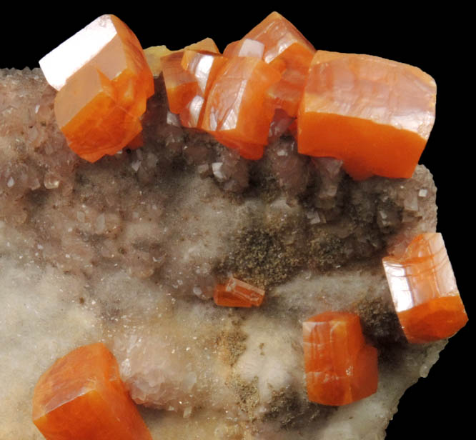 Wulfenite on Calcite from Sierra de Los Lamentos, Chihuahua, Mexico