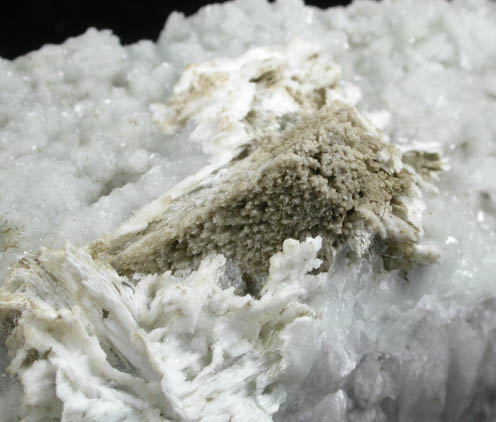 Quartz with Datolite and Quartz pseudomorph after Calcite from O and G Industries Southbury Quarry, Southbury, New Haven County, Connecticut