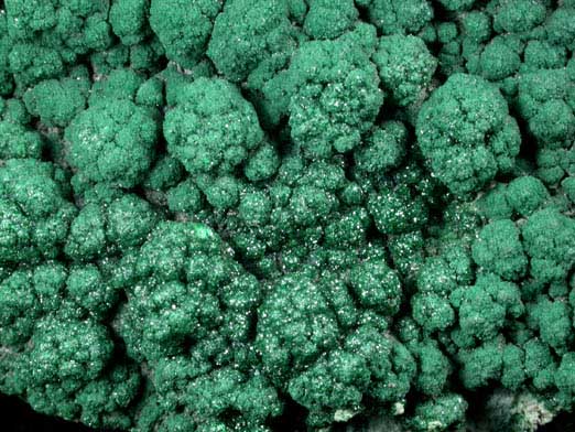 Malachite from Kolwezi Mining District, 240 km WNW of Lubumbashi, Katanga Copperbelt, Lualaba Province, Democratic Republic of the Congo