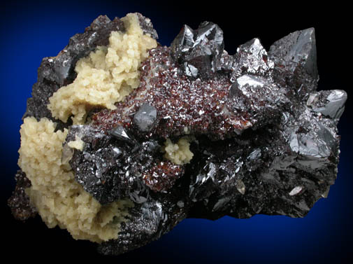 Sphalerite and Barite over Dolomite from Elmwood Mine, Carthage, Smith County, Tennessee