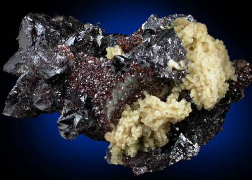 Sphalerite and Barite over Dolomite from Elmwood Mine, Carthage, Smith County, Tennessee
