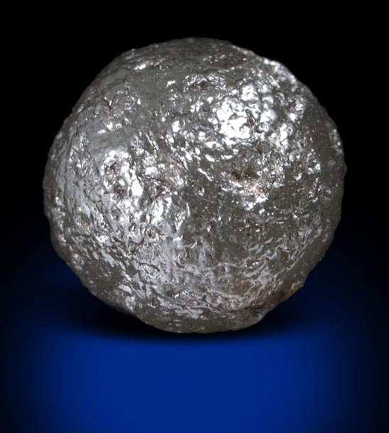 Diamond (11.15 carat gray spherical crystal) from Paraguassu River District, Bahia, Brazil