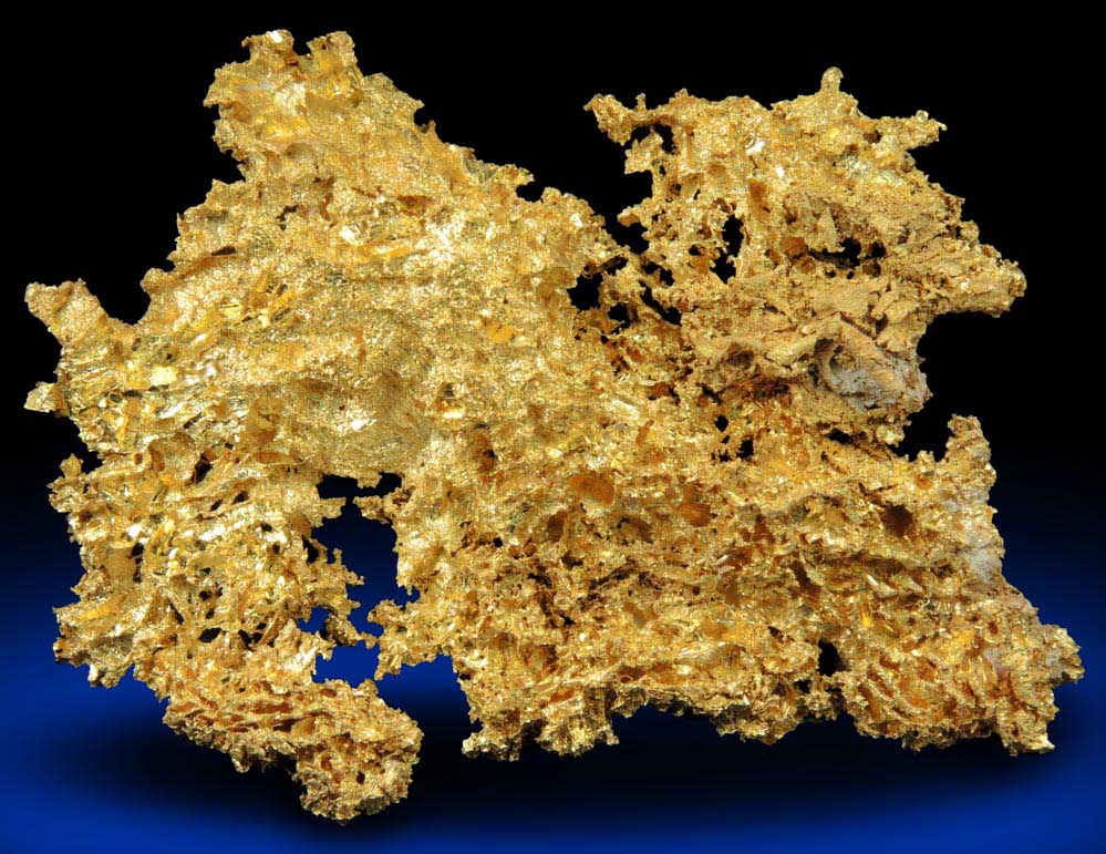 Gold (naturally crystallized native gold) from Mockingbird Mine, Mariposa County, California