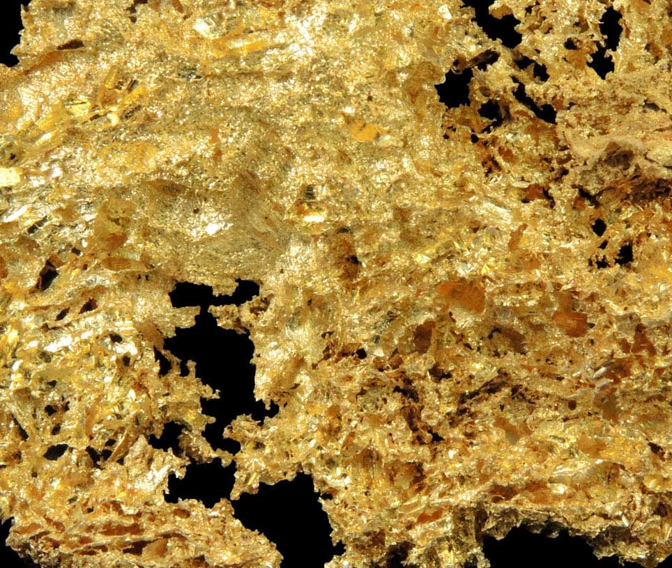 Gold (naturally crystallized native gold) from Mockingbird Mine, Mariposa County, California
