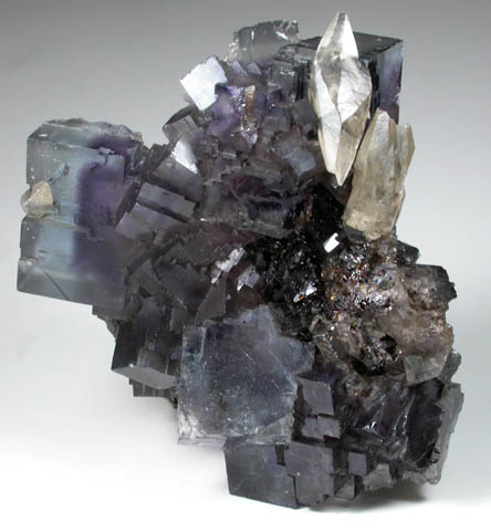 Fluorite on Sphalerite with Calcite from Annabel Lee Mine, Harris Creek District, Hardin County, Illinois