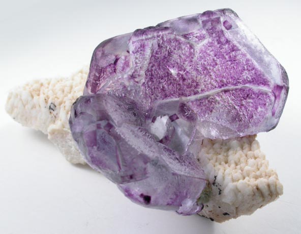 Fluorite (Spinel-law twinned) on Microcline from Erongo Mountain, 20 km north of Usakos, Namibia