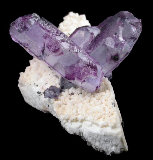 Fluorite (Spinel-law twinned) on Microcline from Erongo Mountain, 20 km north of Usakos, Namibia