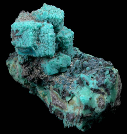 Chrysocolla pseudomorphs after Boleite from Boleo District, near Santa Rosala, Baja California Sur, Mexico (Type Locality for Boleite)