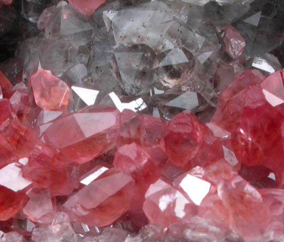 Rhodochrosite on Quartz from Uchucchaqua Mine, Oyon Province, Lima Department, Peru