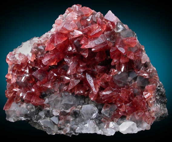 Rhodochrosite on Quartz from Uchucchaqua Mine, Oyon Province, Lima Department, Peru