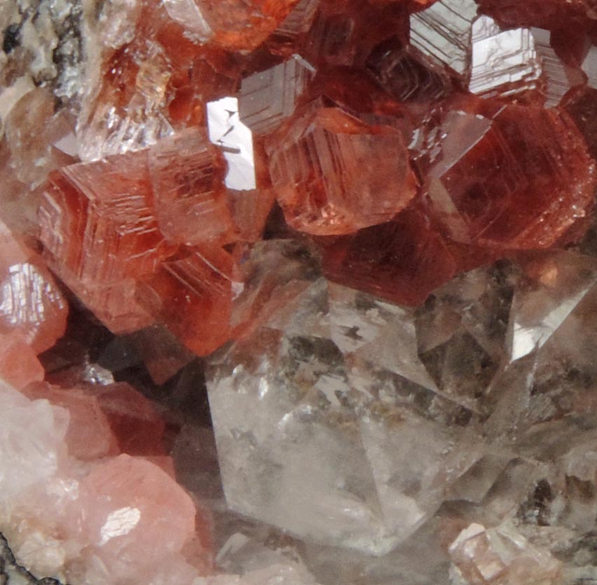 Rhodochrosite on Quartz from Uchucchaqua Mine, Oyon Province, Lima Department, Peru