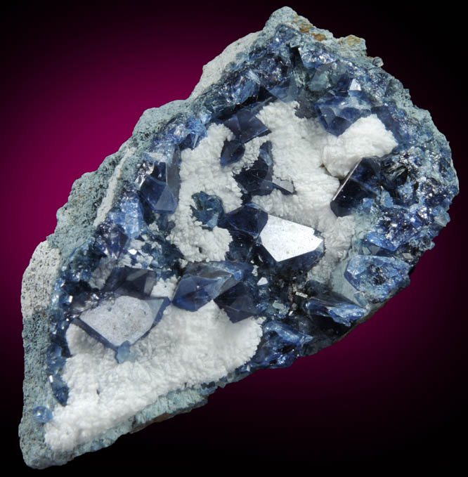 Benitoite with Natrolite from Benitoite Gem Mine, New Idria District, San Benito County, California (Type Locality for Benitoite)