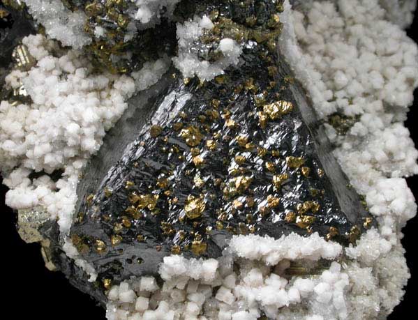 Sphalerite with Bournonite, Chalcopyrite, Calcite, Quartz from Quiruvilca District, Santiago de Chuco Province, La Libertad Department, Peru