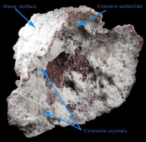 Dolomite molds with Cerussite from Tsumeb Mine, Otavi-Bergland District, Oshikoto, Namibia