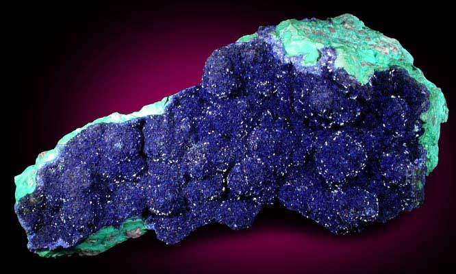 Azurite on Chrysocolla from Morenci Mine, Clifton District, Greenlee County, Arizona