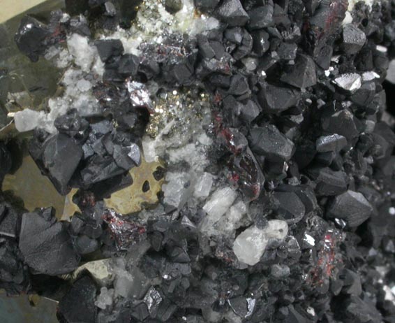 Pyrite, Sphalerite, Calcite from Huanzala Mine, Huallanca District, Huanuco Department, Peru