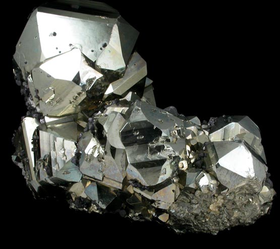 Pyrite, Sphalerite, Calcite from Huanzala Mine, Huallanca District, Huanuco Department, Peru